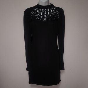 Ibby Libby Black long Sleeve Cut out Design Mini Dress L